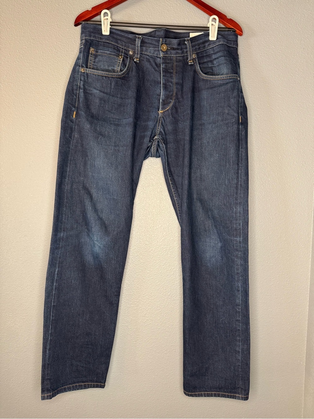 Rag & Bone Standard Issue Fit 2 Slim Selvedge Mens 33 Dark Wash Button Fly Jeans